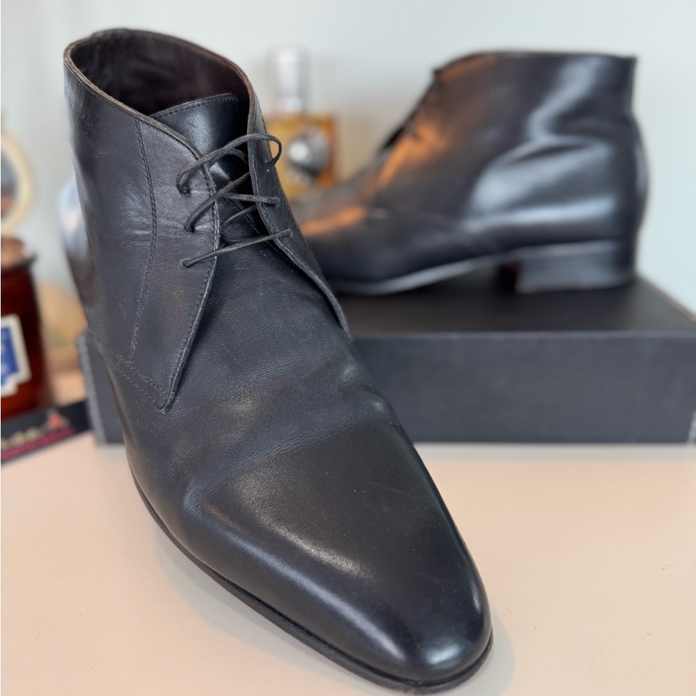 a. testoni Basic Black Chukka  Lace Boots Mens SZ 9